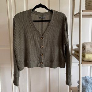 Abercrombie & Fitch Olive Cropped Cardigan